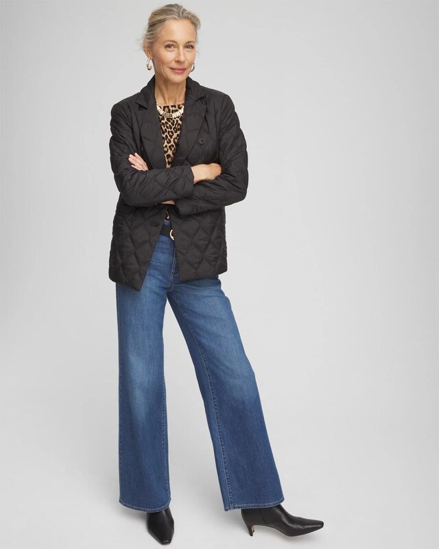 Nylon Quilted Double Breasted Blazer - image 2